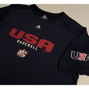 Majestic USA Baseball World Classic Olympics Cool Base Performance T-Shirt LARGE